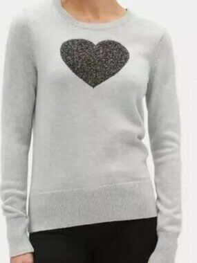 Gap Heart Intarsia Sweater Crewneck Pullover Classic Preppy Soft Y2K Metallic XL